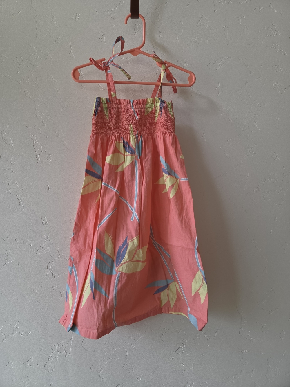 TEA Girls Coral Tropical Tie-Strap Sundress